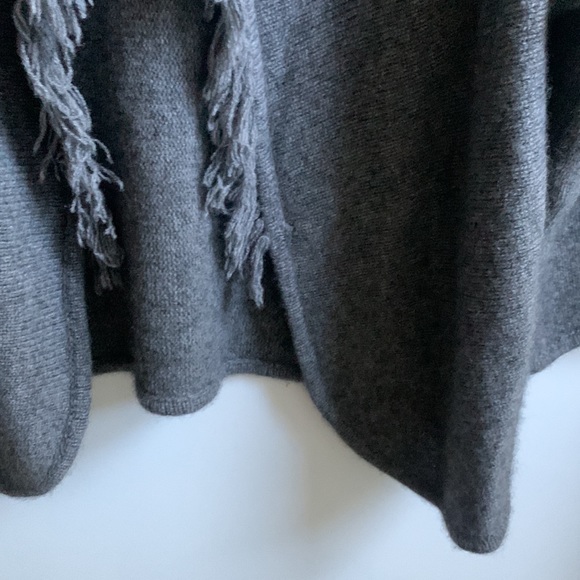 Cynthia Rowley Cashmere Open Front Grey fringe Cardigan Women Size M - Picture 4 of 6